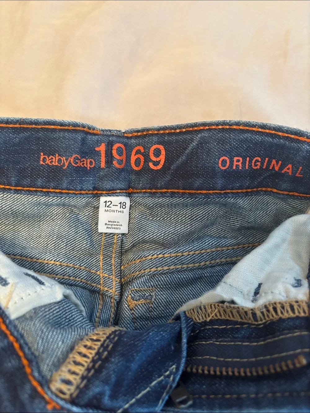 Baby Gap 1969 Skull Patch Jeans 12-18 Months Distressed Denim